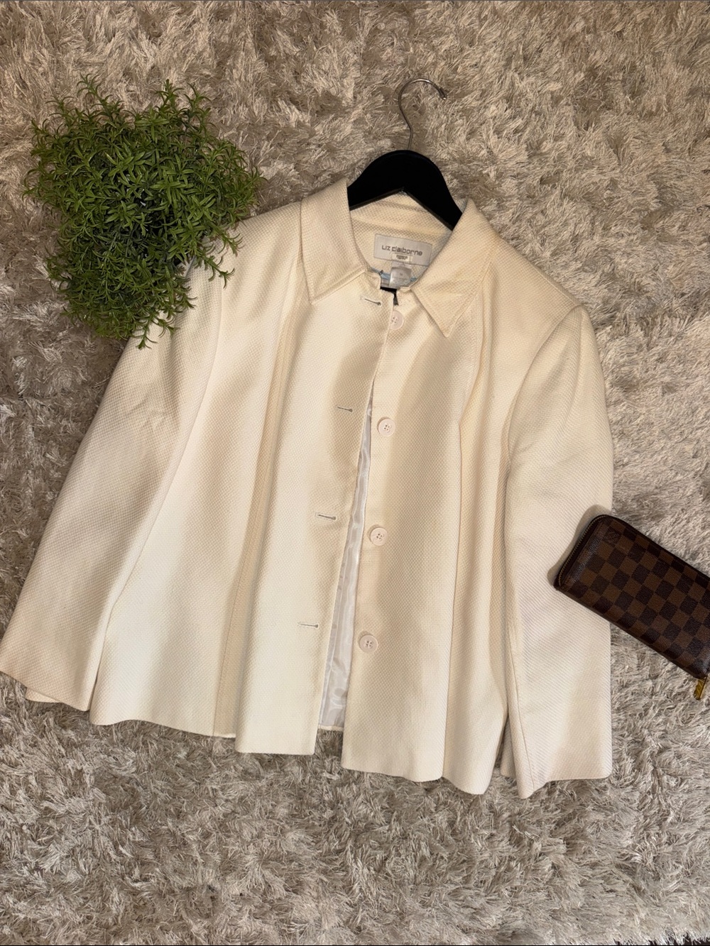 Liz Claiborne Women’s Ivory Textured Size 16 Jacket Blazer